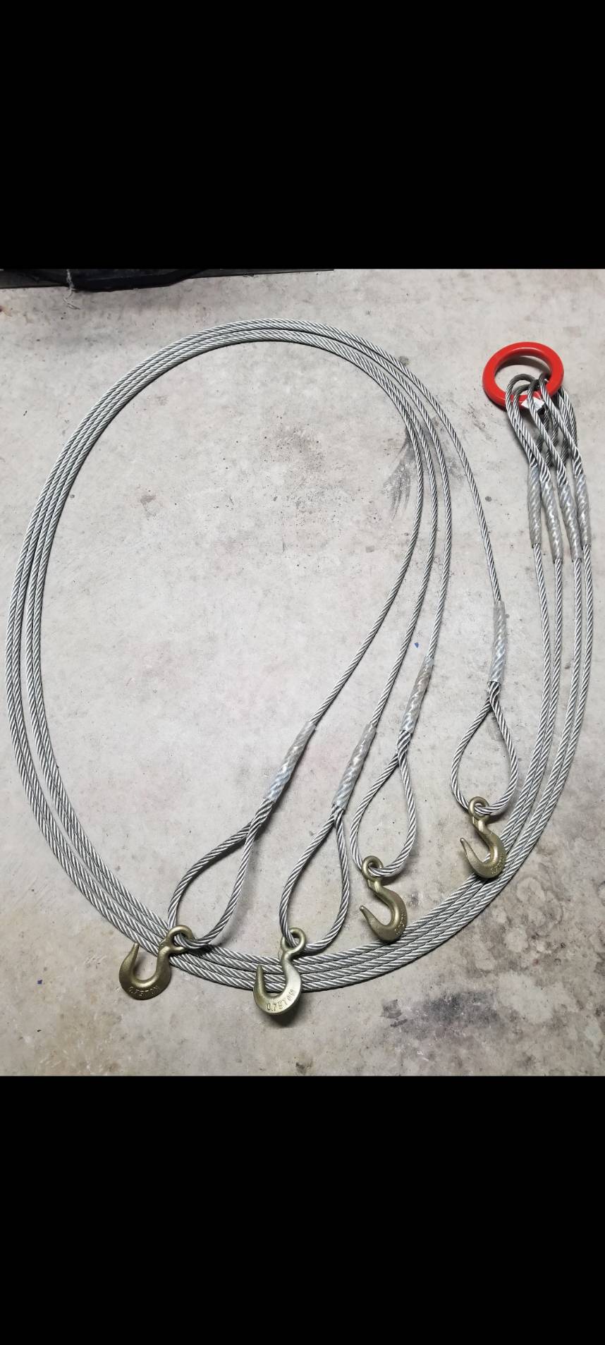 4点吊りフック付きワイヤーロープ